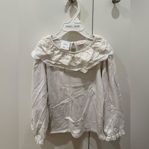 Zara Cream Kids Blouse with Lace Trim